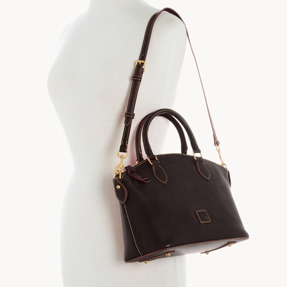 NWT Dooney & Bourke Florentine Geena Satchel in Black Black (Retail $408) - Picture 5 of 5